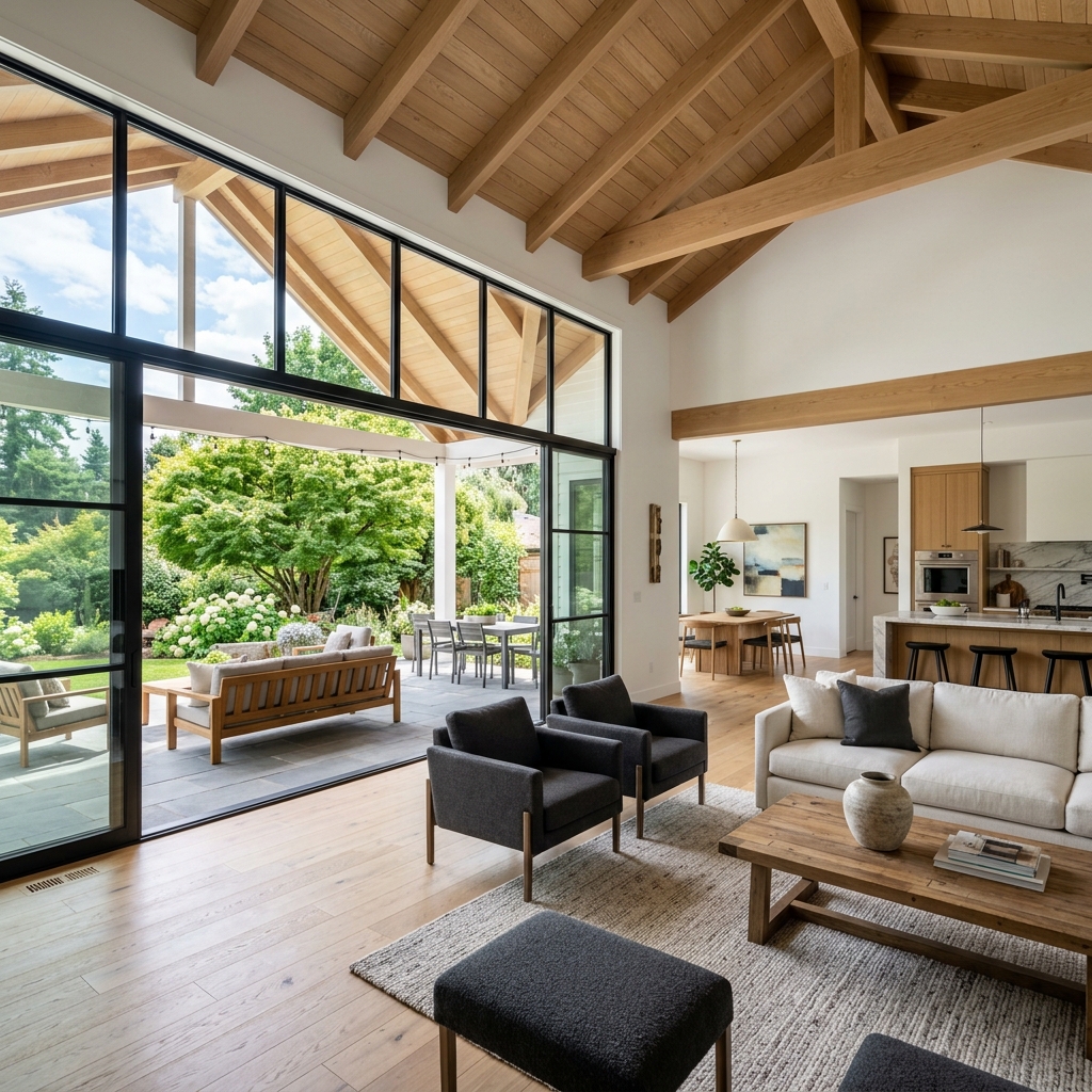 Open Concept Vaulted Living Room Remodel